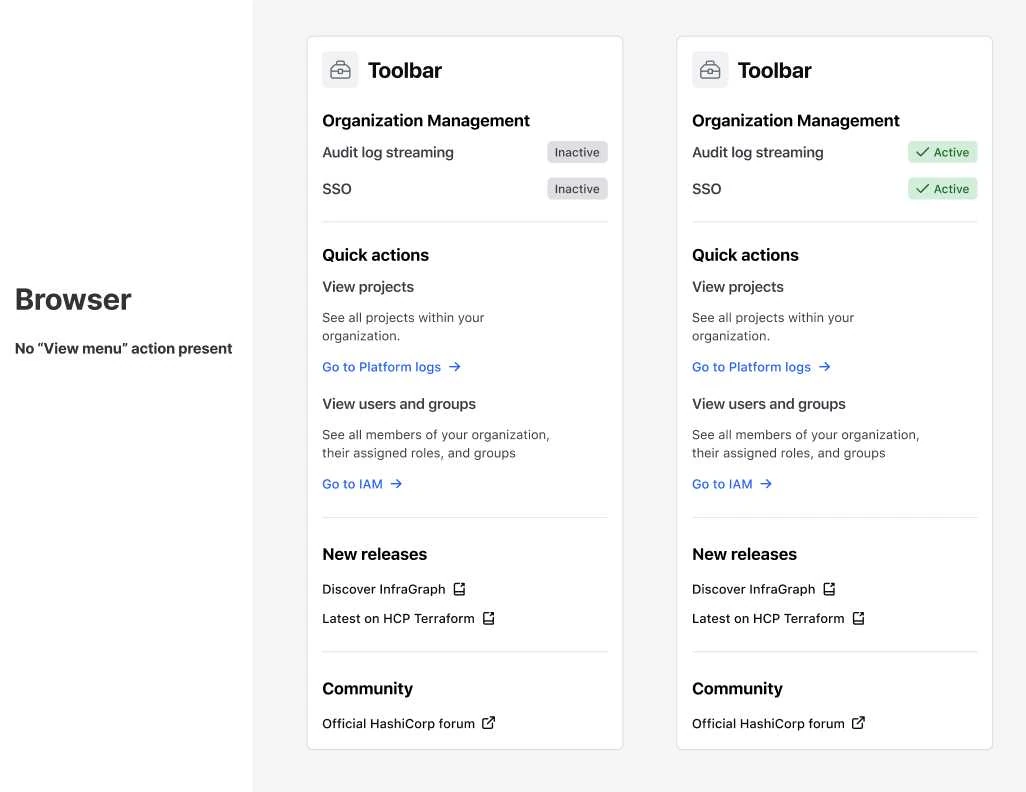 Toolbar variants for the browser role
